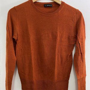 Zara Knit Long Sleeve Burnt Orange Shirt - Size M